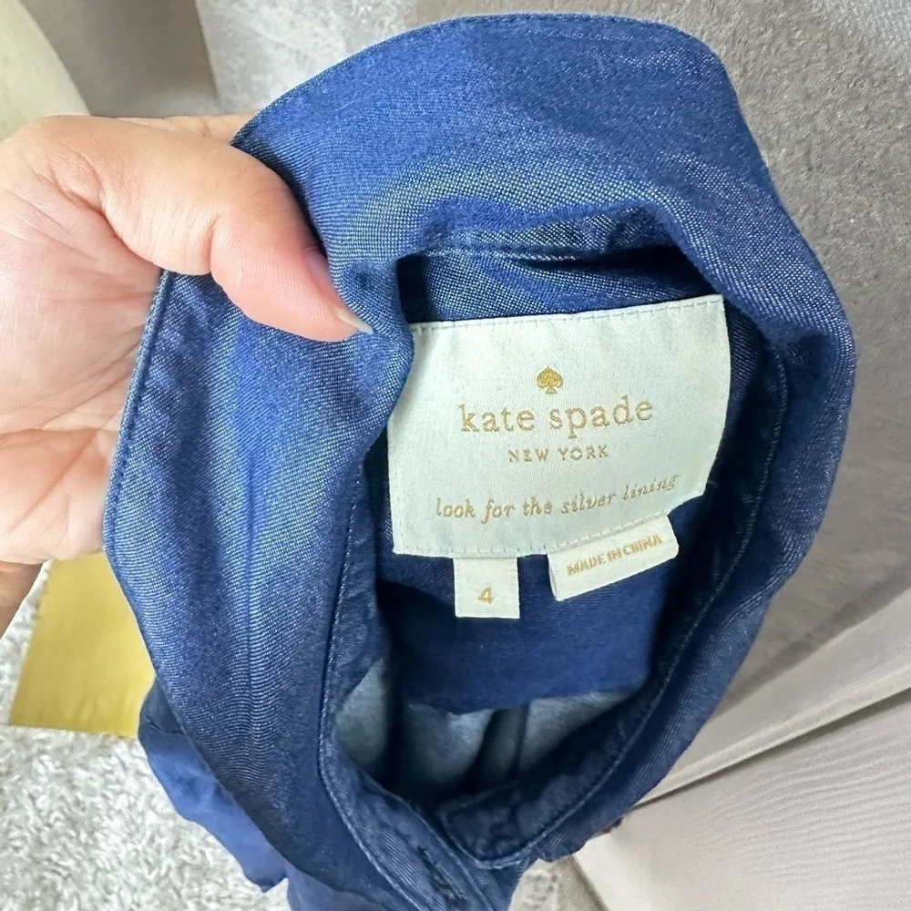 NEW Kate Spade Las Vegas Indigo Griffin Tie-Neck Mini Dress Sz 4